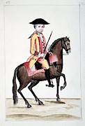 Codex Trujillo Del Peru - Book I - Character Riding A Horse - Watercolor - 18th Century. Painting by Baltasar Jaime Martinez Companon -1737-1797-