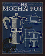 Coffee Blueprint II Indigo Painting by Marco Fabiano