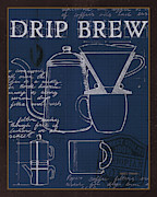 Coffee Blueprint IIi Indigo Painting by Marco Fabiano