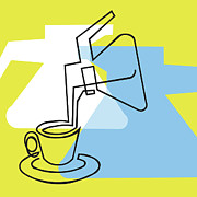 Coffeepot and Cup of Coffee Drawing by CSA Images