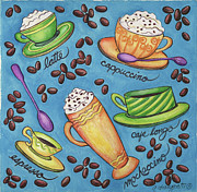 Coffees Collage Painting by Andrea Strongwater