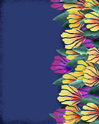 Collage Florals Birthday 2 Border Pattern Mixed Media by Rachel Watson Pattern