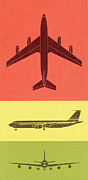 Color Three Views of Airplane Drawing by CSA Images