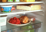 Cooked & Raw Meat Stored On Same Plate In Fridge Photograph by Science Photo Library