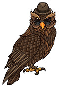 Cool Owl With A Hat Night Active In The Clubs #1 Digital Art by Mister Tee