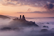 Corfe Castle, Early Morning Mist, Corfe Castle, Dorset, Uk Photograph by Ross Hoddinott / Naturepl.com