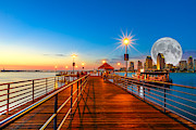 Coronado pier with full moon Photograph by Benny Marty Coronado pier with full moon Photograph by Benny Marty