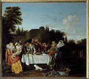 Country Feast, 17th Century (oil On Canvas) Painting by Dirck Hals