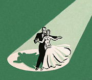 Couple Dancing in Spotlight Drawing by CSA Images Couple Dancing in Spotlight Drawing by CSA Images