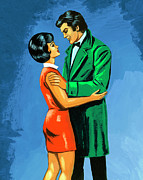 Couple Embrassing Drawing by CSA Images Couple Embrassing Drawing by CSA Images