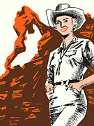 Cowgirl and Rock Formation Drawing by CSA Images Cowgirl and Rock Formation Drawing by CSA Images