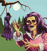 Creepy Zombie Woman Drawing by CSA Images