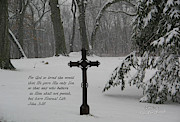 Cross snow Mixed Media by Lori Tondini