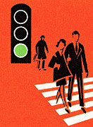 Crosswalk at green light Drawing by CSA Images Crosswalk at green light Drawing by CSA Images