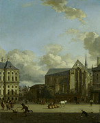 Dam Square With Nieuwe Kerk Painting by Jan Van Der Heyden