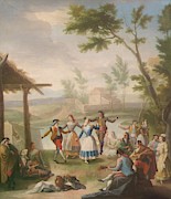 'Dance on the Banks of the Manzanares'. XVIII century. Oil on canvas. Painting by Ramon Bayeu y Subias -1746-1793-