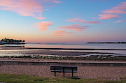 Dane Street Beach in Beverly MA Morning Light Red Clouds Bench Photograph by Toby McGuire Dane Street Beach in Beverly MA Morning Light Red Clouds Bench Photograph by Toby McGuire