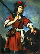 'David with the Head of Goliath', 1680, Oil on canvas. Painting by Carlo Dolci -1616-1686-