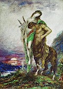 Dead poet carried by a Centaur. Oil on canvas -1870-. Painting by Gustave Moreau -1826-1898-