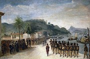 DEBRET, Jean-Baptiste -1768-1848-. 'EMBARQUE EN PRAIA GRANDE'. Undated. Painting by Album