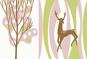 Deer and Tree Drawing by CSA Images Deer and Tree Drawing by CSA Images