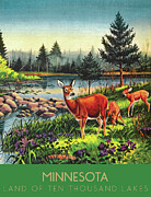 Deer By The Tranquil Lakeside Drawing by Curtis Licensing