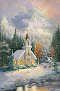 Deer Creek Chapel Painting by Thomas Kinkade Studios