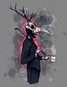 Deer Daddy Series 2 Fathers Day Drawing by Ludwig Van Bacon