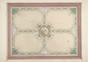 Design For A Ceiling With Floral Accents And Greek Key Painting by Jules-edmond-charles Lachaise Design For A Ceiling With Floral Accents And Greek Key Painting by Jules-edmond-charles Lachaise