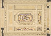 Design For A Paneled Ceiling Painted With Putti, Birds Painting by Jules-edmond-charles Lachaise