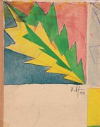 Design For A Textile With Stylized Leaf Painting by Anonymous Design For A Textile With Stylized Leaf Painting by Anonymous