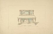 Design For Piccolo Pianoforte, Louis Quatorze Style Drawing by Robert William Hume Design For Piccolo Pianoforte, Louis Quatorze Style Drawing by Robert William Hume