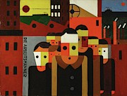 Die Arbeitsmaenner - The Workmen. Oil on canvas. Painting by Franz Wilhelm Seiwert Die Arbeitsmaenner - The Workmen. Oil on canvas. Painting by Franz Wilhelm Seiwert