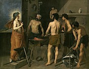 Diego Rodriguez de Silva y Velazquez / 'Vulcan's Forge', 1630, Spanish School. vulcano. Painting by Diego Velazquez -1599-1660-