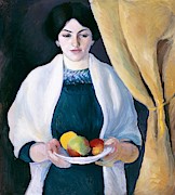 Portrait with apple - Digital Remastered Edition Painting by August Macke