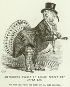 Distressing Result Of Eating Turkey Day After Day Engraving Drawing by John Leech