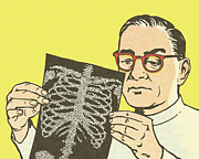 Doctor Looking at an X-Ray Drawing by CSA Images Doctor Looking at an X-Ray Drawing by CSA Images