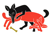 Dog eat dog Drawing by CSA Images Dog eat dog Drawing by CSA Images