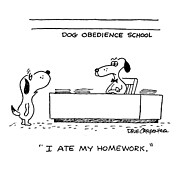Dog Obedience School 'i Ate My Homework Drawing by Dave Carpenter Dog Obedience School 'i Ate My Homework Drawing by Dave Carpenter