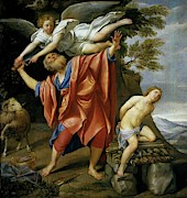 Domenichino / 'The Sacrifice of Isaac', 1627-1628, Italian School. Abraham. Painting by Domenico Zampieri -1581-1641-