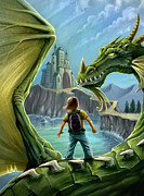 Dragon And Castle Digital Art by Flyland Designs