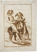 'Dream 8. The witches? drones'. 1796 - 1797. Pencil, Iron gall in... Painting by Francisco de Goya -1746-1828-