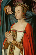 Duchess Anne De Beaujeu, Detail, Triptych Of The Master Of Moulins, 1502 Painting by Jean Hey
