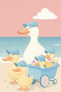 Duck Family at the Beach Photograph by Melloi Art Prints