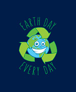 Earth Day Every Day Recycle Cartoon Digital Art by John Schwegel