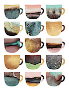Earthy Coffee Cups Digital Art by Elisabeth Fredriksson