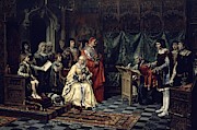 EDUCATION OF THE PRINCE DON JUAN SUPERVISED BY ISABEL LA CATOLICA - 1877. Catholic Monarchs. Painting by Salvador Martinez Cubells -1845-1914-