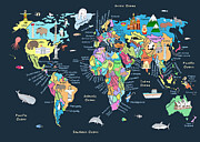 Educational Illustrated Map Of The World For Kids Drawing by 