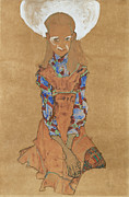 Egon Schiele -Tulln, 1890-Vienna, 1918-. Seated Girl -Poldi Lodzinski- -ca. 1910-. Watercolor, go... Painting by Egon Schiele -1890-1918- Egon Schiele -Tulln, 1890-Vienna, 1918-. Seated Girl -Poldi Lodzinski- -ca. 1910-. Watercolor, go... Painting by Egon Schiele -1890-1918-