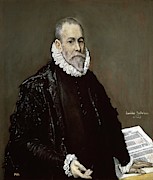 El Greco / 'The Doctor', 1582-1585, Spanish School, Oil on canvas, 96 cm x 82,3 cm x 2 cm, P00807. Painting by El Greco -1541-1614- El Greco / 'The Doctor', 1582-1585, Spanish School, Oil on canvas, 96 cm x 82,3 cm x 2 cm, P00807. Painting by El Greco -1541-1614-